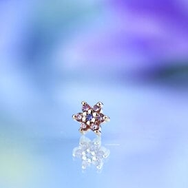 7-Stone Flower with Champagne Sapphire | Rhodolite