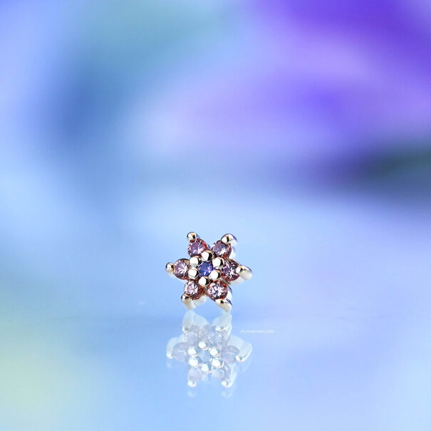 BVLA 7-Stone Flower with Champagne Sapphire | Rhodolite