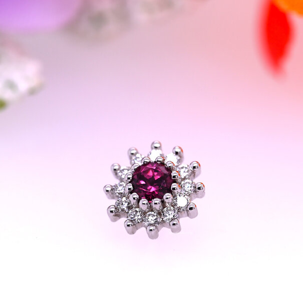 BVLA The Rose Navel Curve with Diamond |  Rhodolite