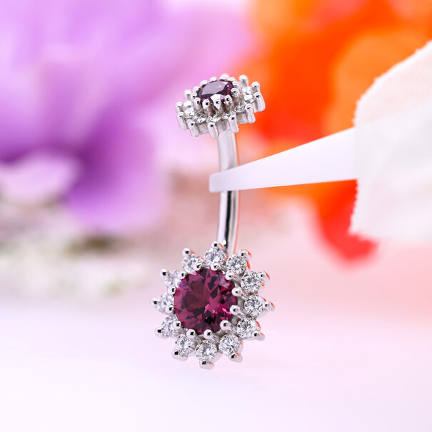 BVLA The Rose Navel Curve with Diamond |  Rhodolite