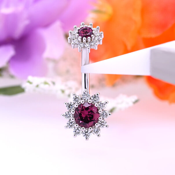 BVLA The Rose Navel Curve with Diamond |  Rhodolite