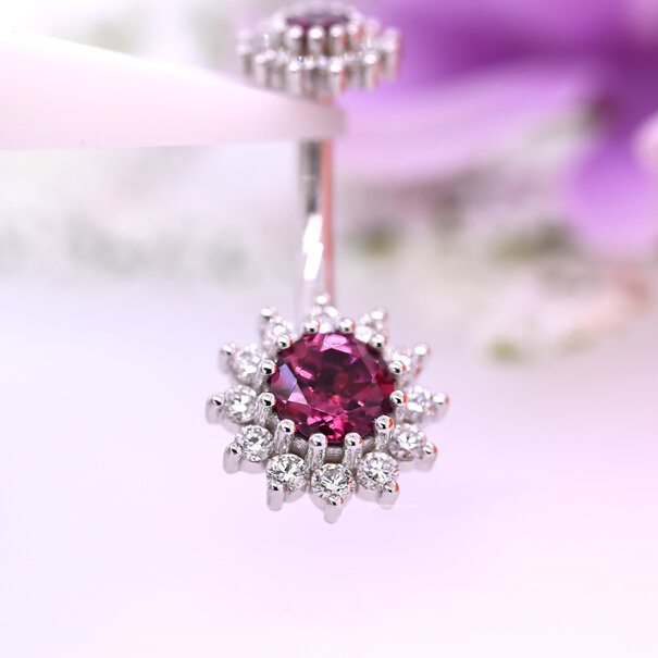 BVLA The Rose Navel Curve with Diamond |  Rhodolite