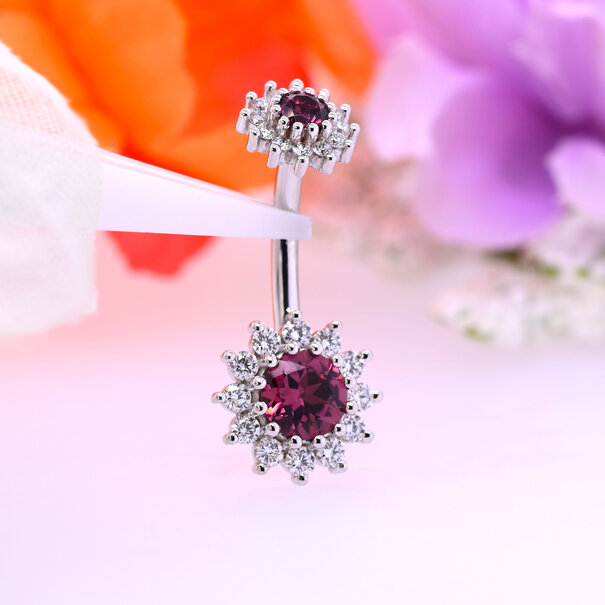 BVLA The Rose Navel Curve with Diamond |  Rhodolite