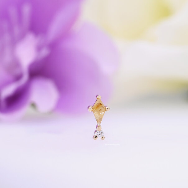 BVLA Kiss & Tell with Golden Rutilated Quartz | White Diamond