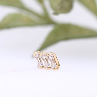 Liara 14k Yellow with 4 x 2mm White Cubic Zirconia Baguette