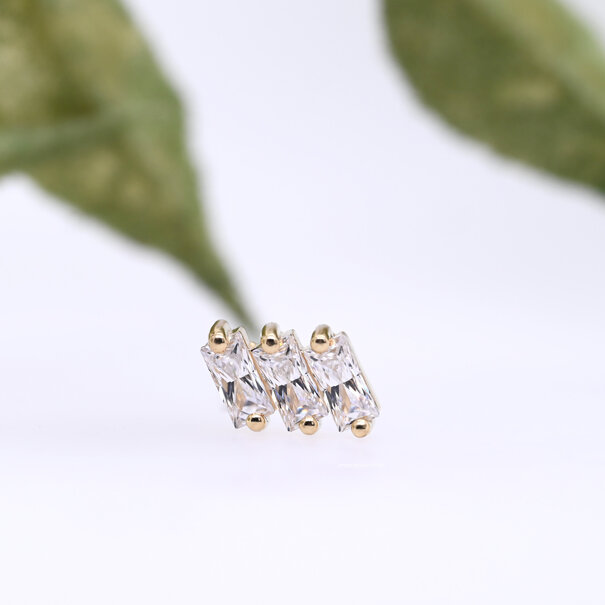 Liara 14k Yellow with 4 x 2mm White Cubic Zirconia Baguette