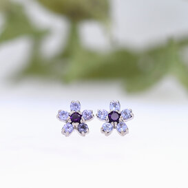 Cherry Blossom with Tanzanite | Amethyst (4.5mm overall)