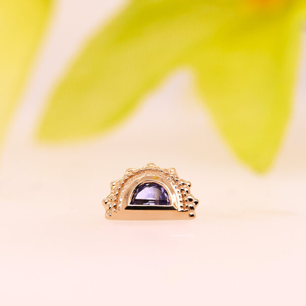 Beaded Afghan Half Moon Bezel with Tanzanite