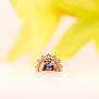 Beaded Afghan Half Moon Bezel with Tanzanite