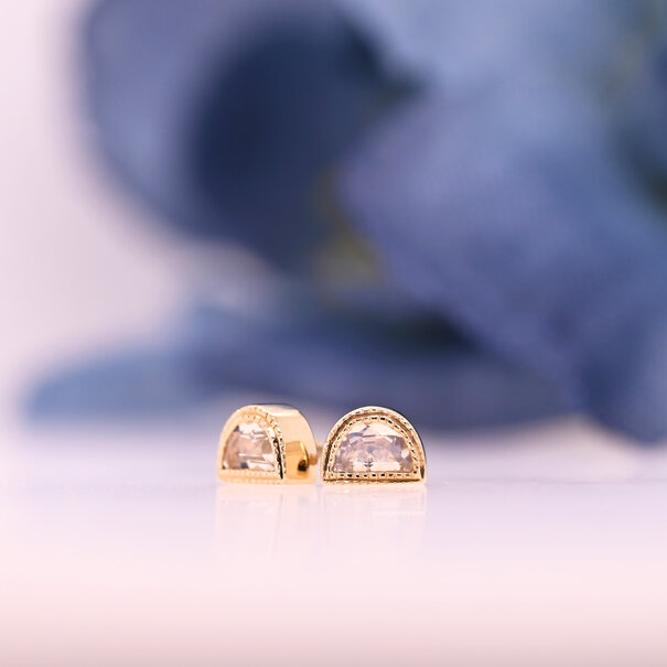 Milgrain Half Moon Bezel with Rainbow Moonstone