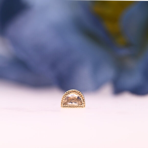 Milgrain Half Moon Bezel with Rainbow Moonstone