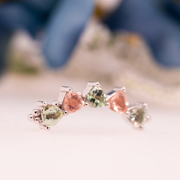 Trillion Panaraya with Seafoam Tourmaline | Oregon Sunstone