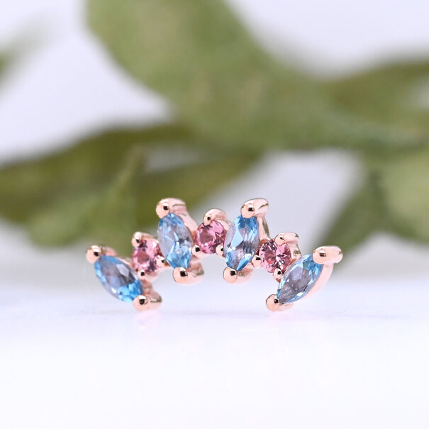 Tiny Sara with Swiss Blue Topaz | Champagne Sapphire