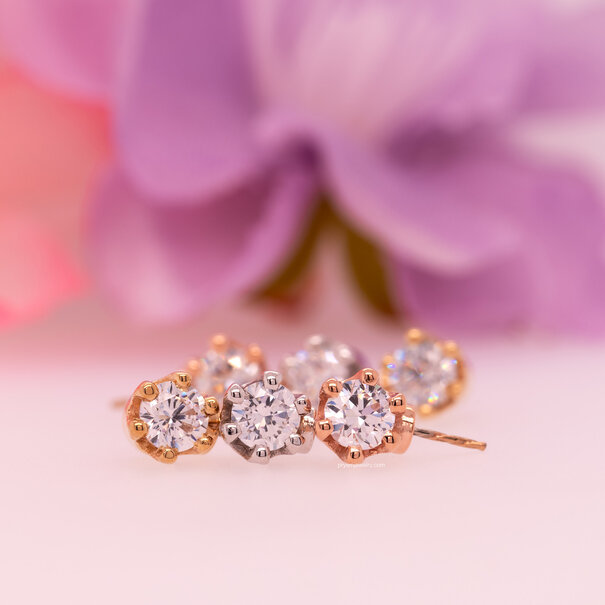 BVLA Front Facing Round 6 Prong with White Cubic Zirconia