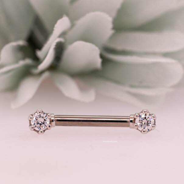 BVLA Front Facing Round 6 Prong with White Cubic Zirconia