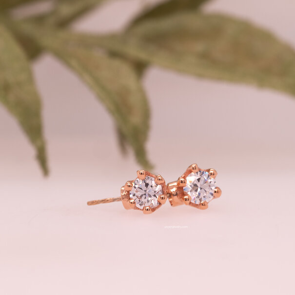 BVLA Front Facing Round 6 Prong with White Cubic Zirconia