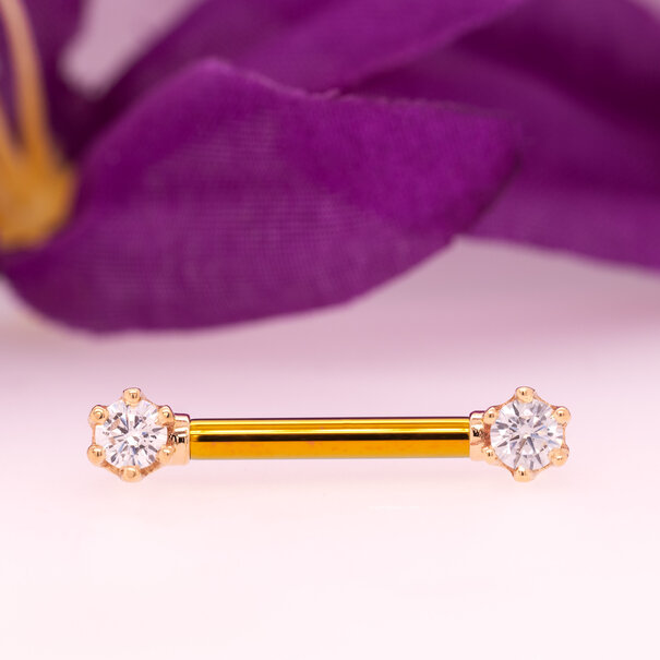 BVLA Front Facing Round 6 Prong with White Cubic Zirconia