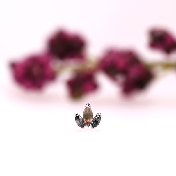 BVLA Mini AJ with Marquise Grey Sapphire | Rose-Cut Labradorite