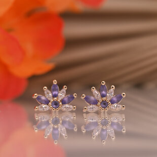 Tiny Starling with Sandblasted Tanzanite| White Cubic Zirconia