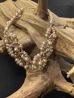 AC01-4753-22 Beige pearls ,rhinestone & crystal necklace