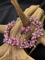 AC01-4609-21 Pink & Raspberry Pearls & crystals Necklace