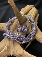 AC01-4610-21 Purple pearls & Crystals necklace