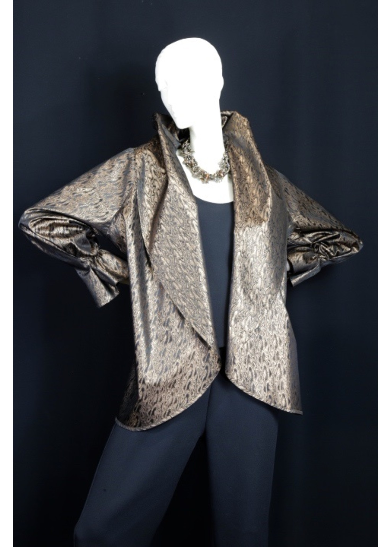 Jacket` J5615-S2337-P-Copper /Blk Metalic Silk Brocade Jacket-P-