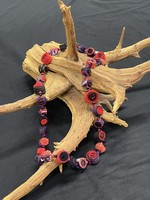 NECKLACE AC01-4679-21 Purple, Red & black rolled Khanta Cloth Necklace