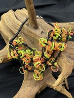 AC01-4327-20 Lime & Orange rubber Bands W//onyx Necklace