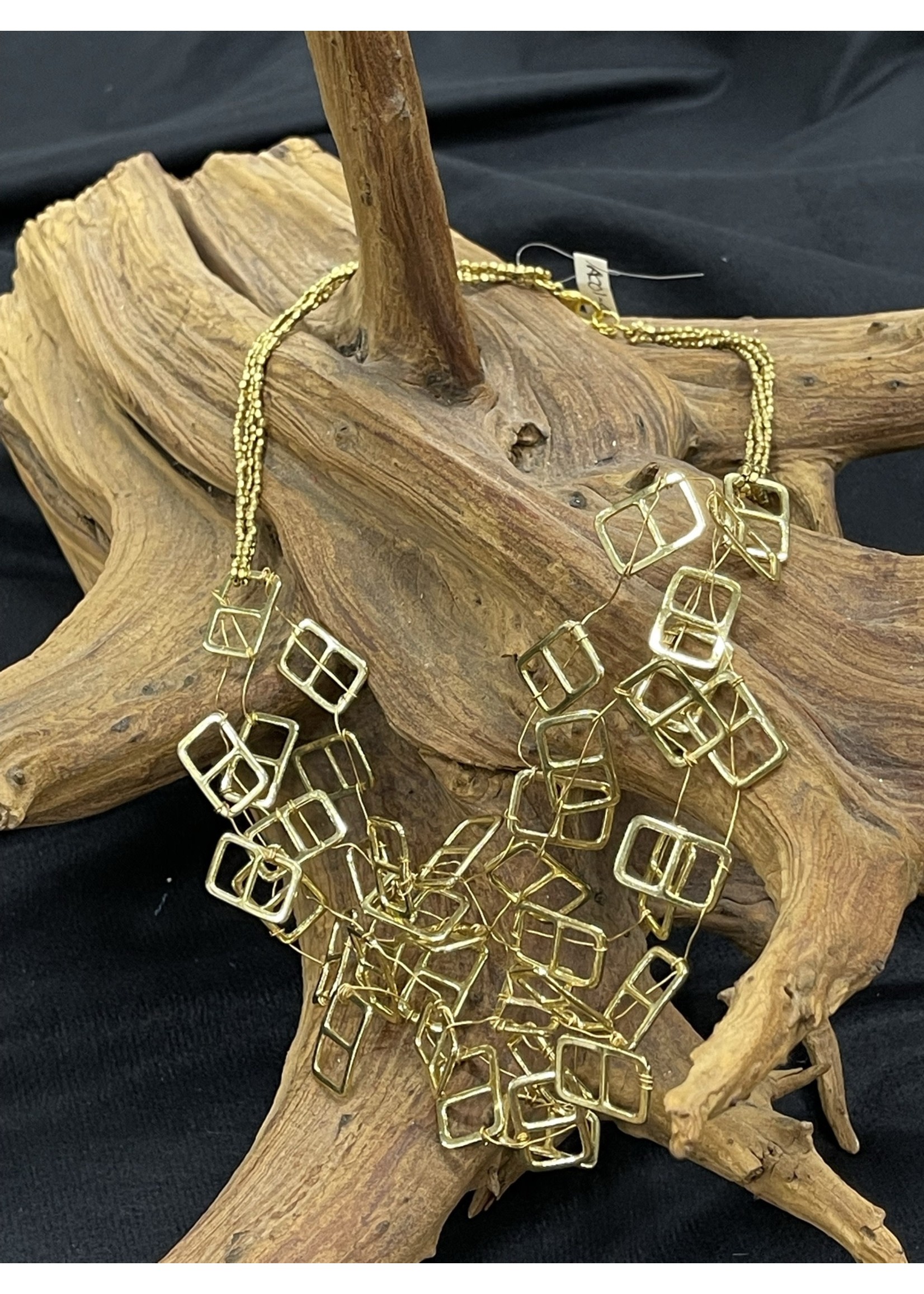 AC01-4529-20 Gold Net Buckle necklace