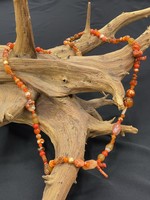 AC01-4624-21 Orange Mix beads long necklace
