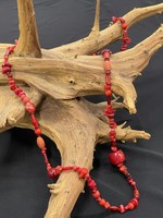 AC01-4625-21 Red Coral & crystal Long necklace