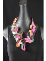 AC01-4540-20 Pink,orange & green Curly Fabric Necklace