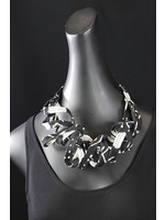 AC01-4554-21 White & black curly Fabric Necklace