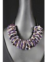 AC01-4432-20 Purple,Brown,Blk & Tan Cloth necklace