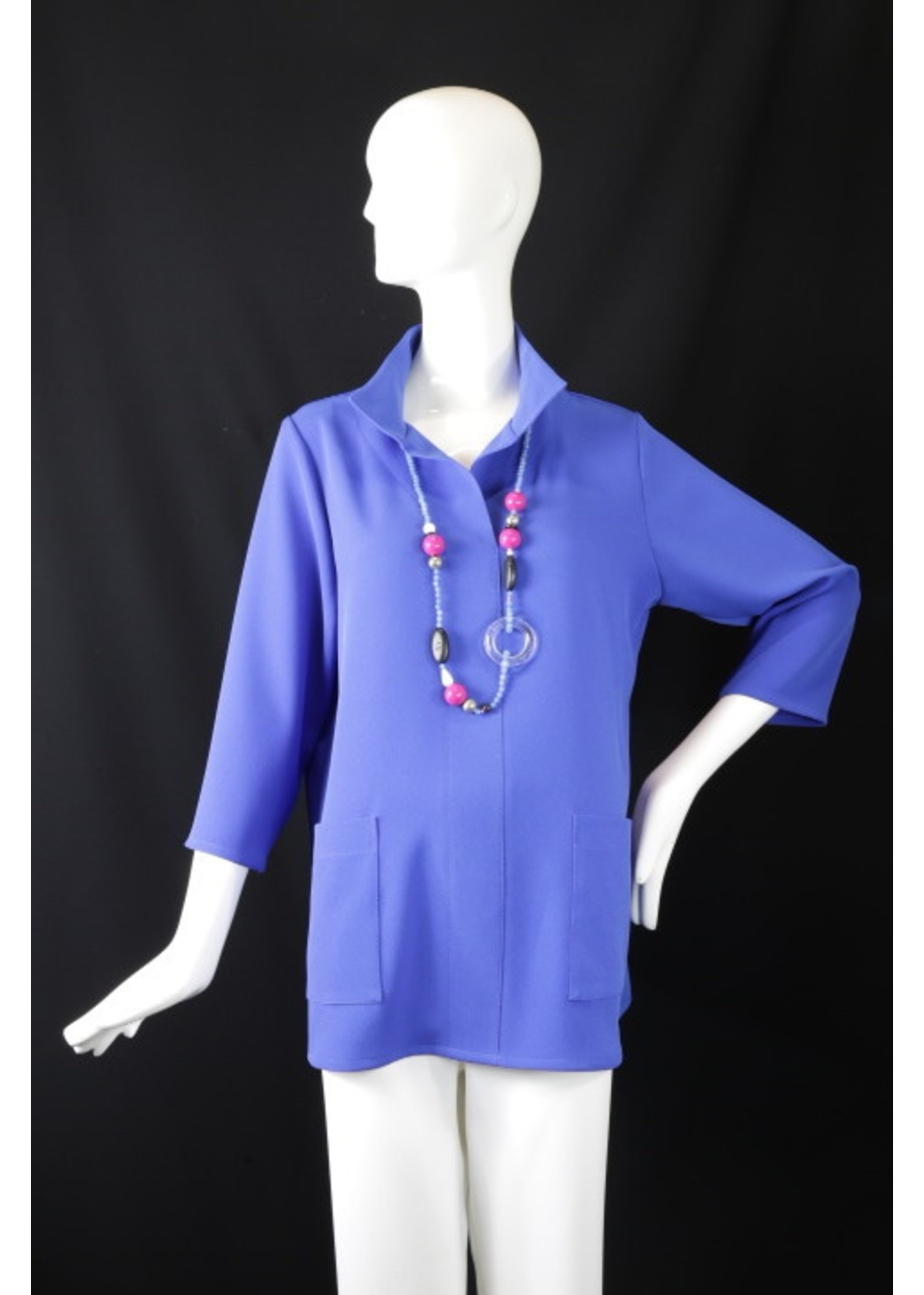 T2481-MS079 Royal Blue sophia tunic with placket