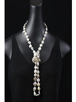NECKLACE AC01-4097-19 Long Beige coin Pearls Necklace