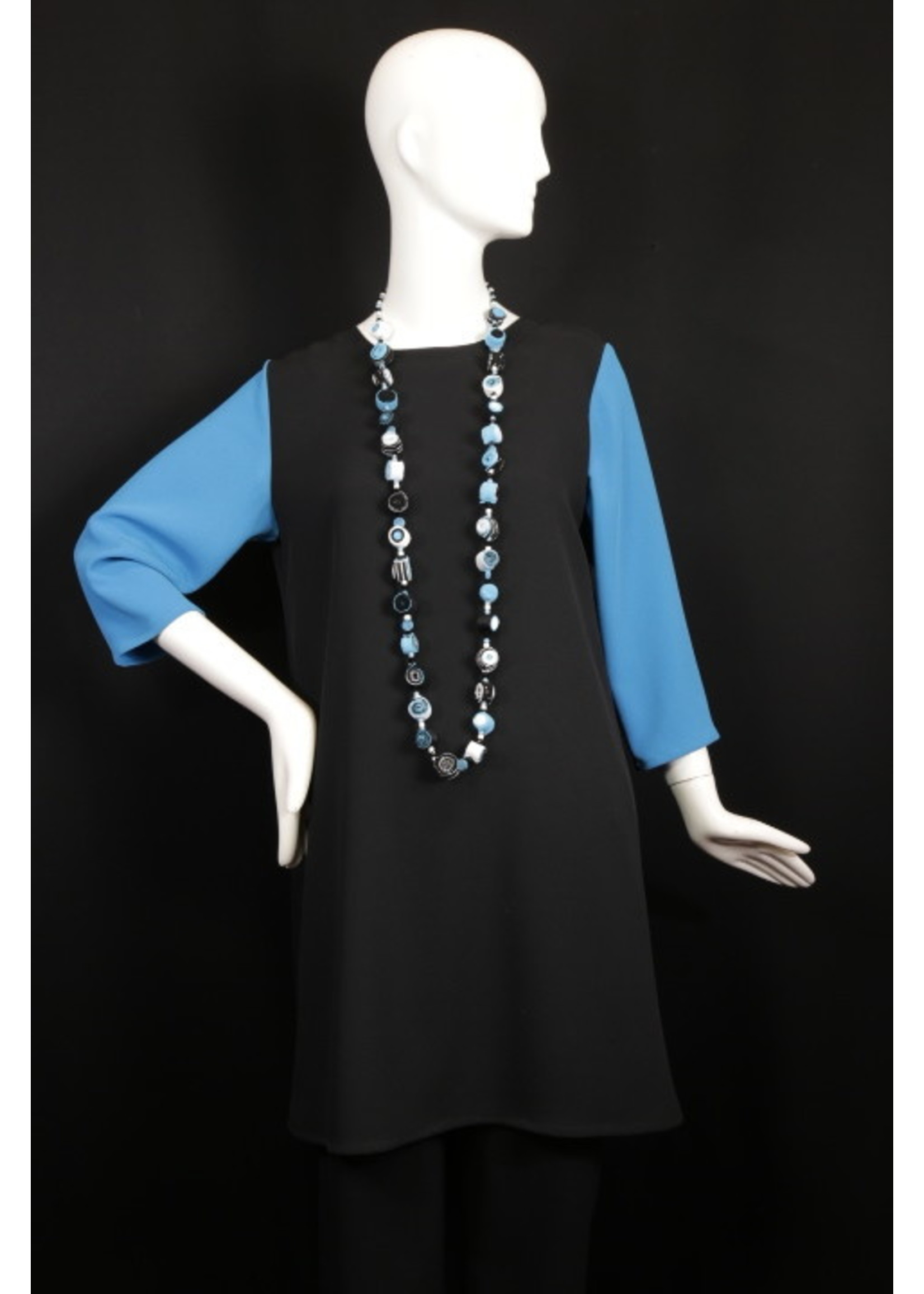 DC306-MS001/MS084-XP-Black and Peacock Swing Dress