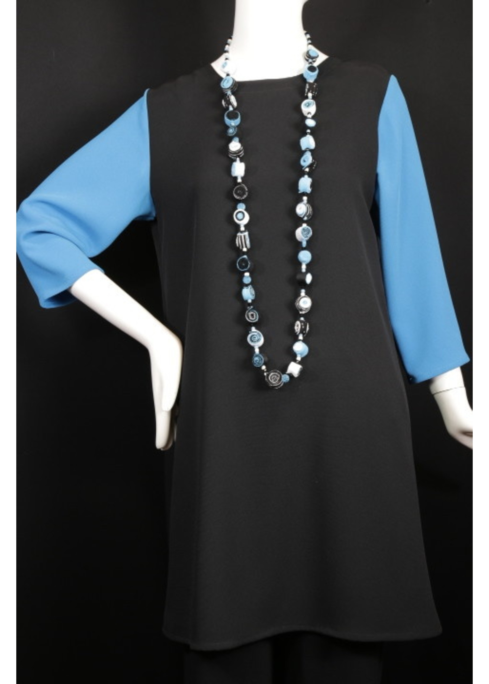 DC306-MS001/MS084-XP-Black and Peacock Swing Dress