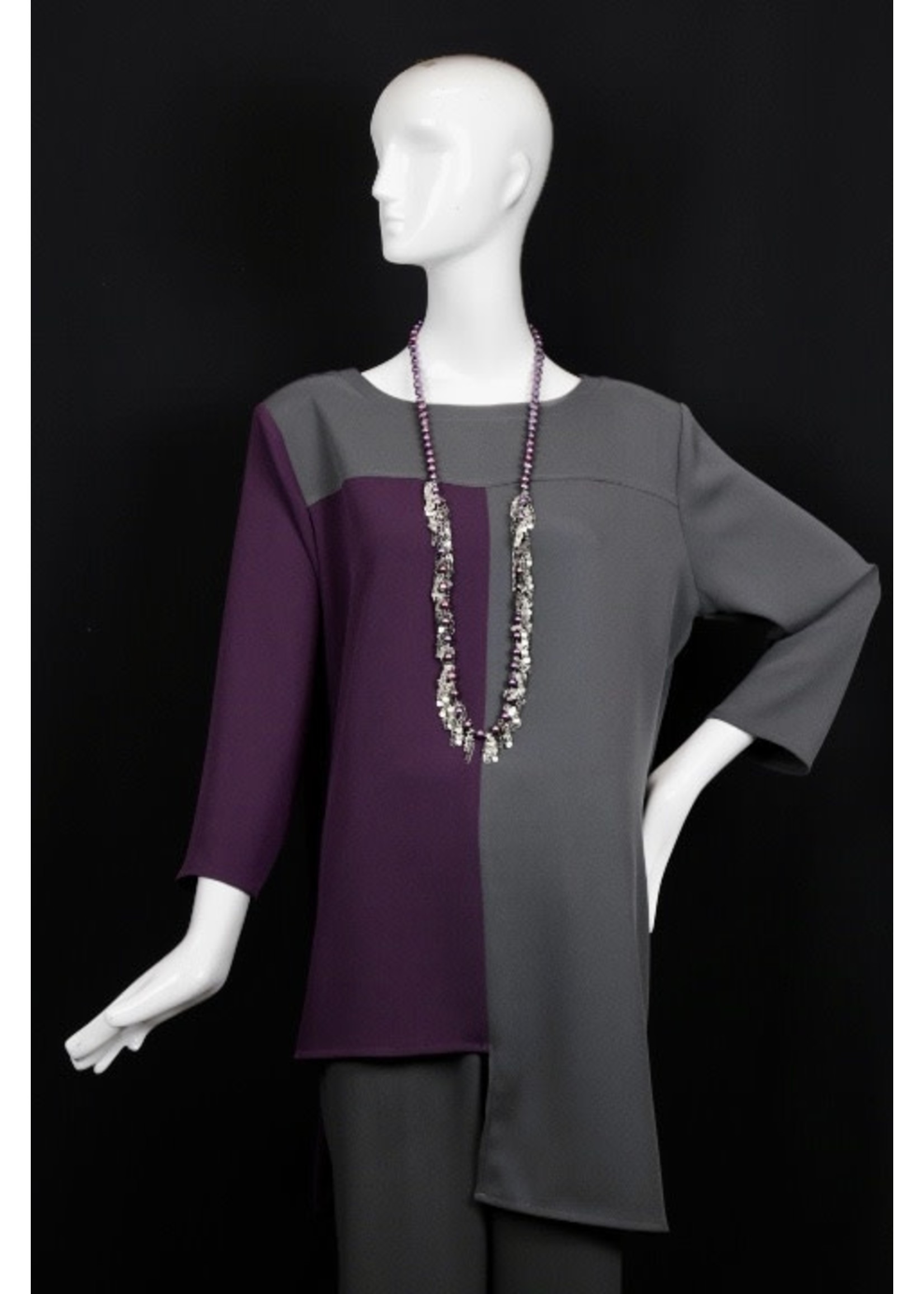 Tunic T2436-MS082/MS067-L-Plum/smoke sophia tunic