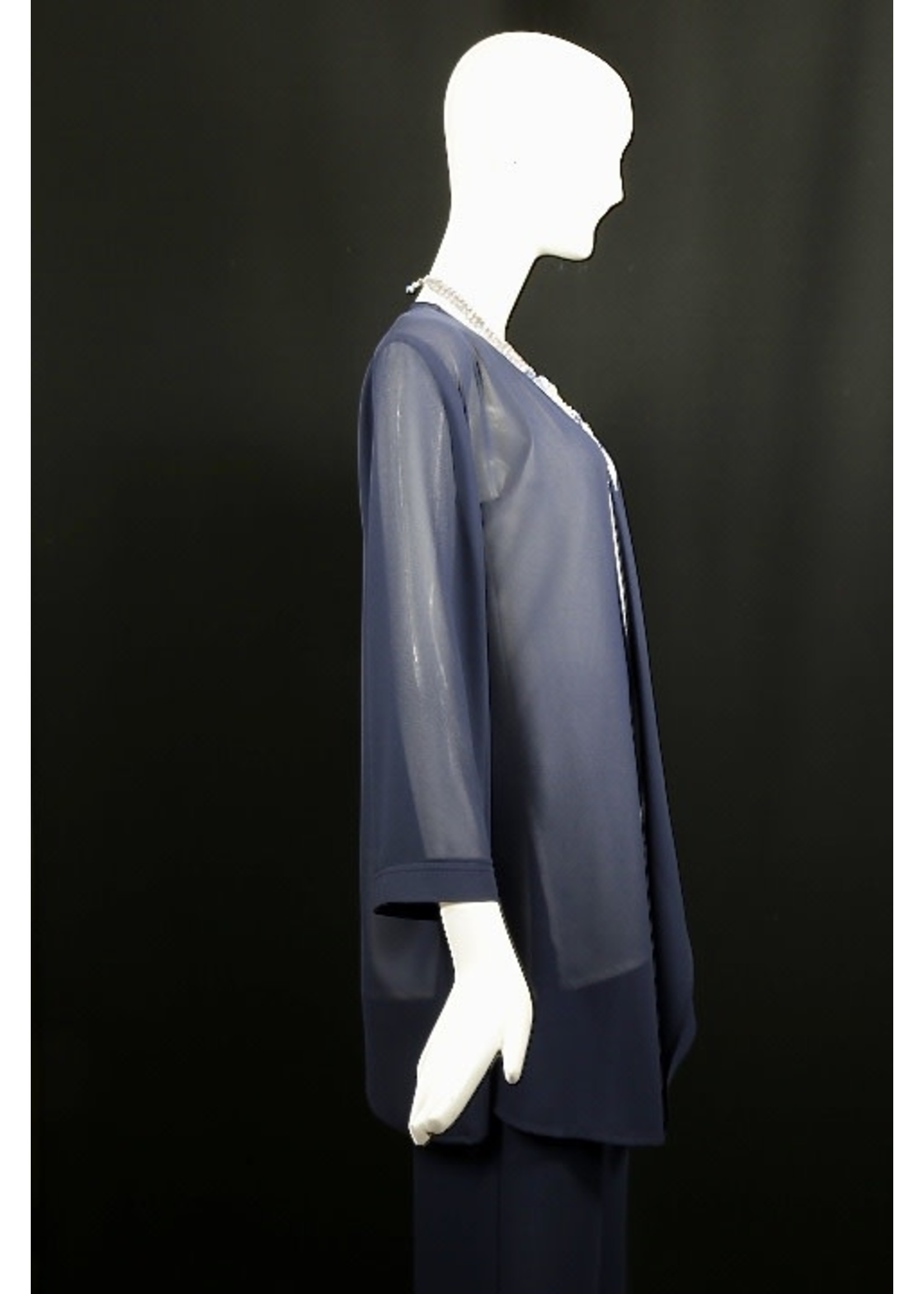 Jacket J6120-S2342-M-Navy Silk georgette jacket