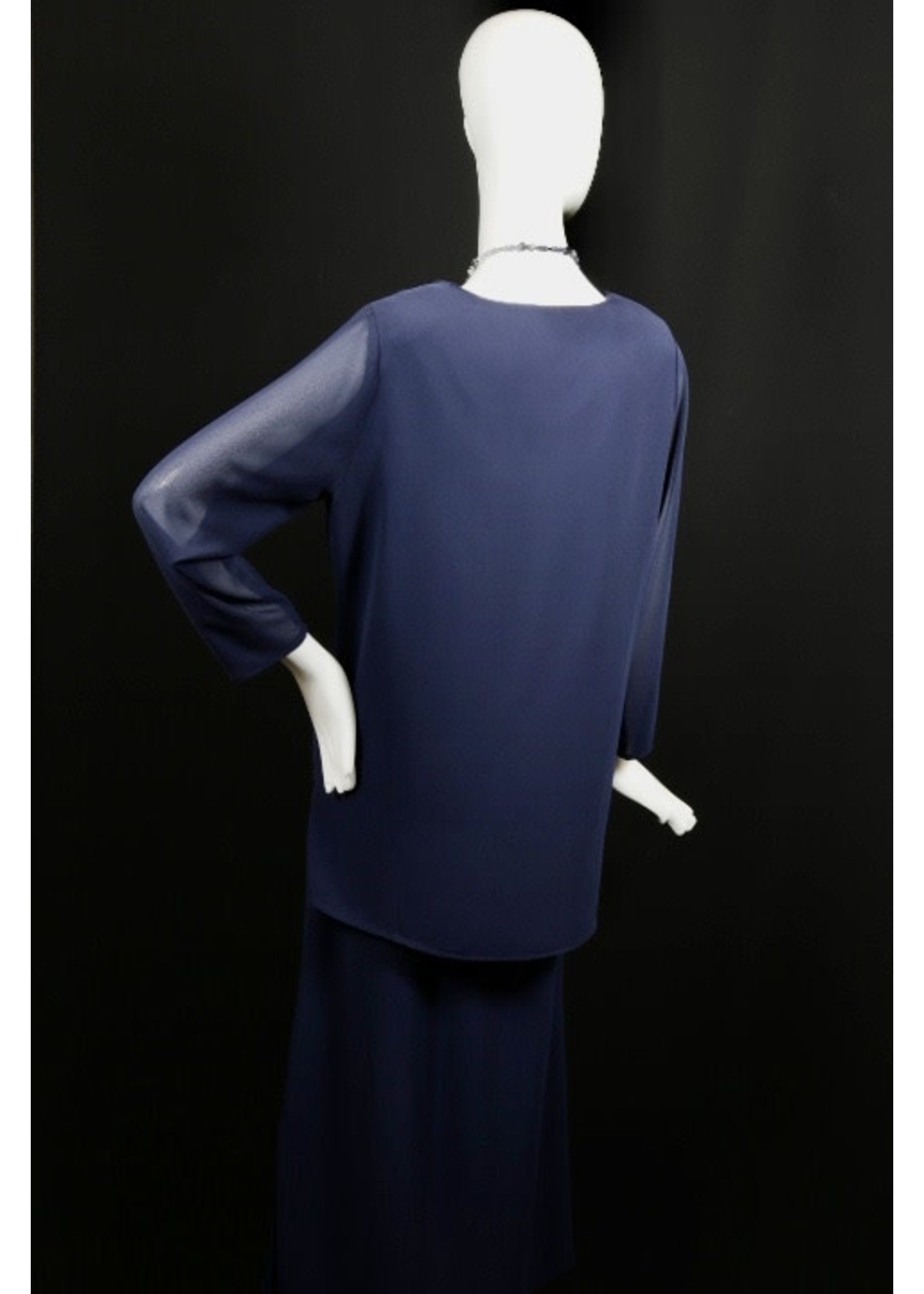 Skirt S711-S2342-P-Navy silk georgette skirt