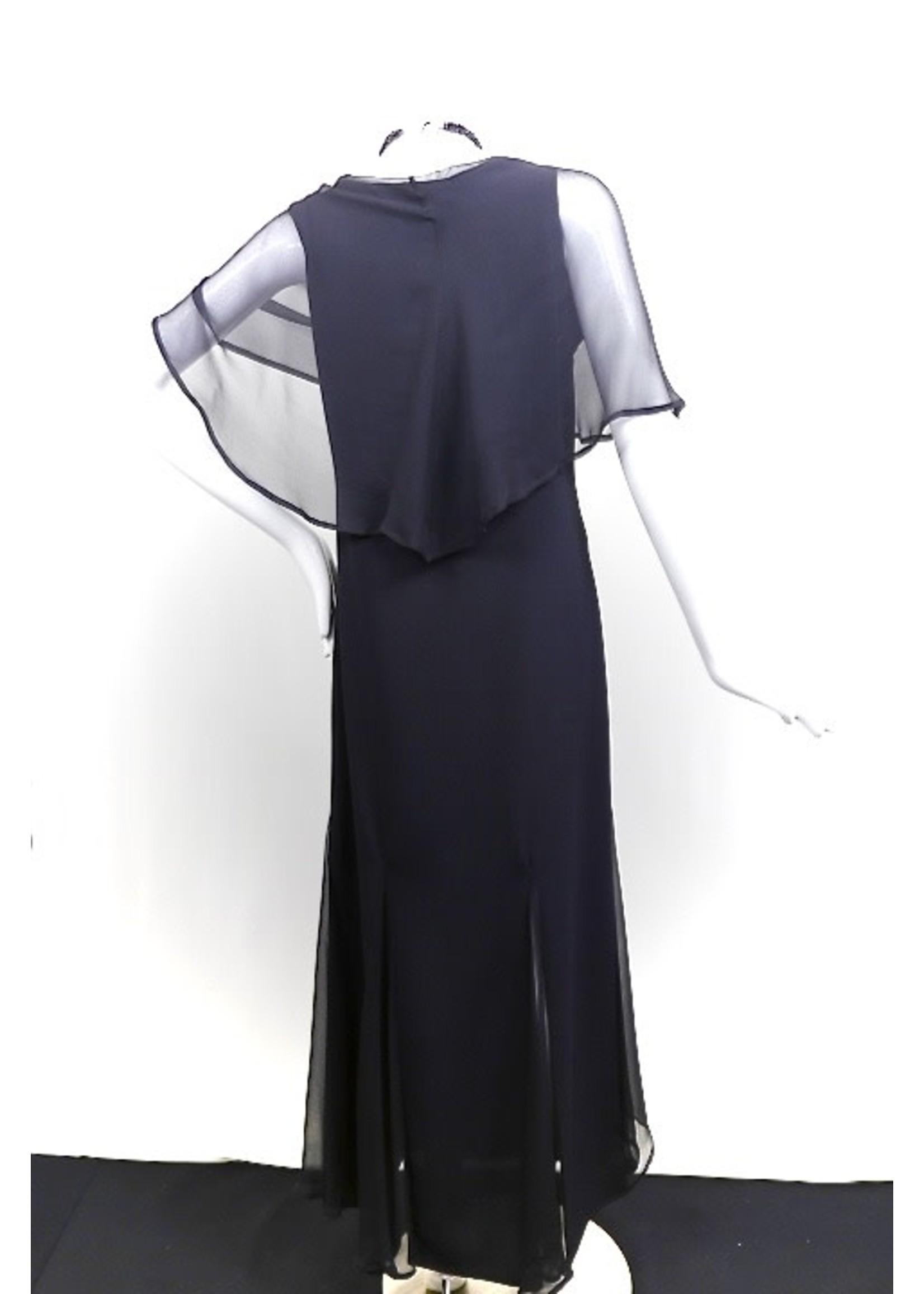 DC335-MS001/S2001-Black sophia dress with georgette cowl and georgette gores