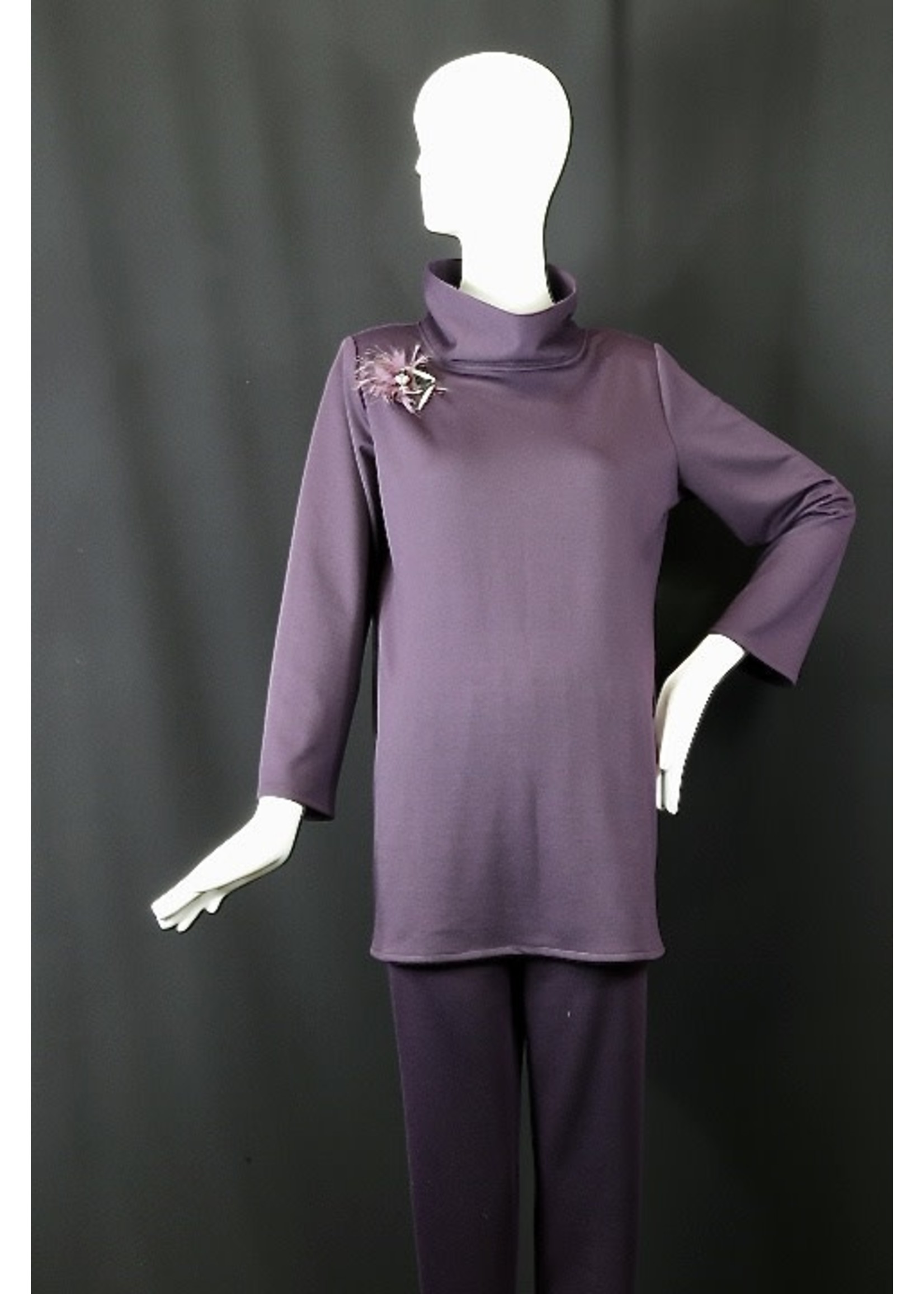 T2395-ST319-P-Eggplant cotton knit Tunic.Sleeve+4.