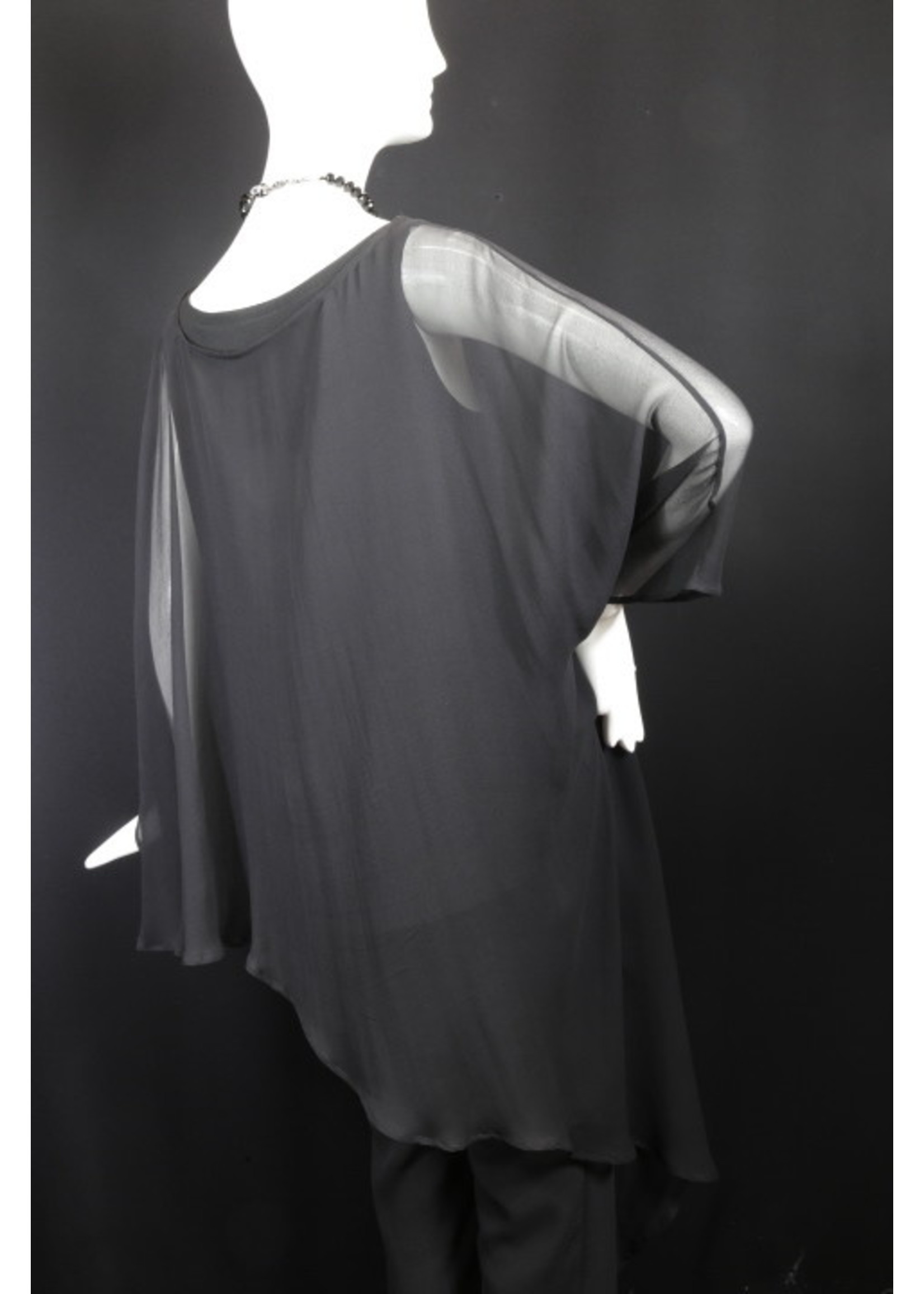 Cape C8001-S1798-NS-O/S-Black silk georgette cape (NS -1/2" CF and NP neckline, +1" to sides)