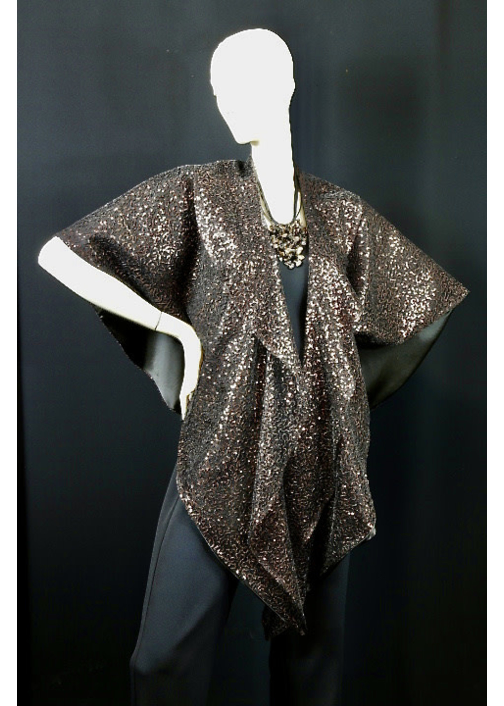 SH961-S1941 O/S Rose Gold Sequin Lined Shawl