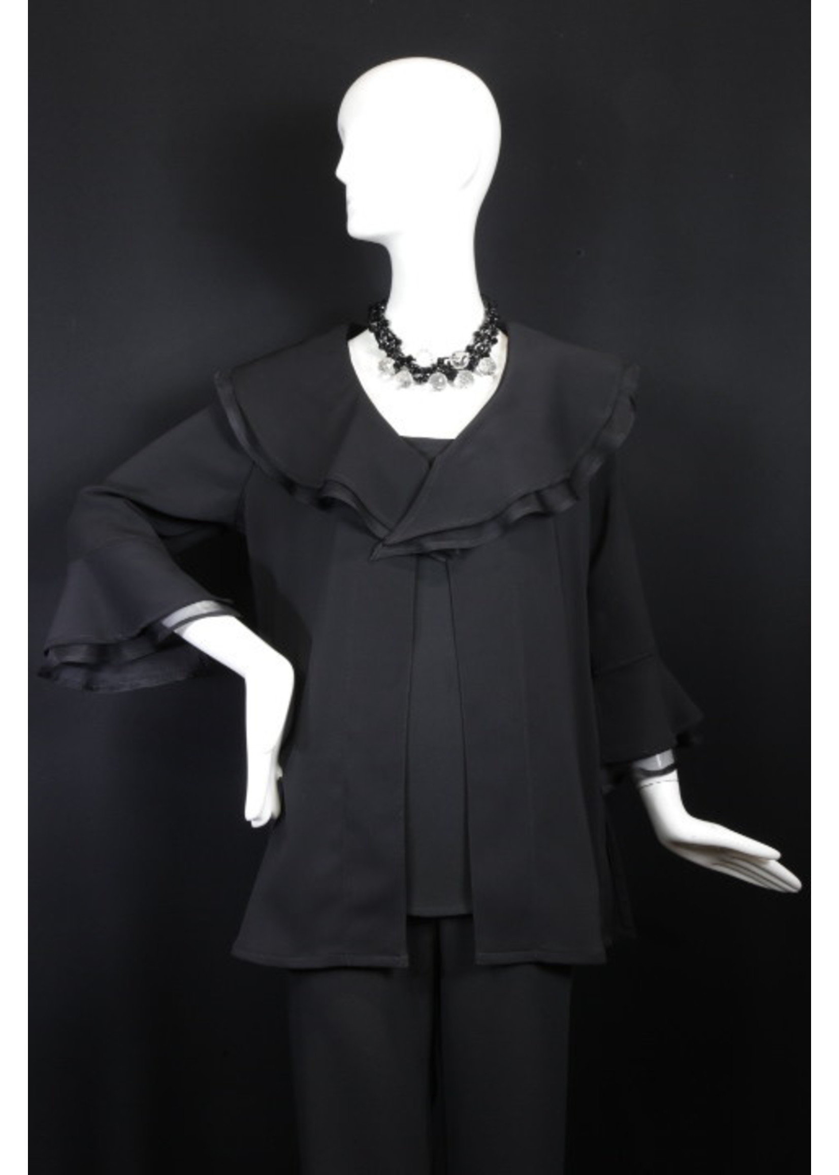 J5398-MS001-Black sophia & organza jacket