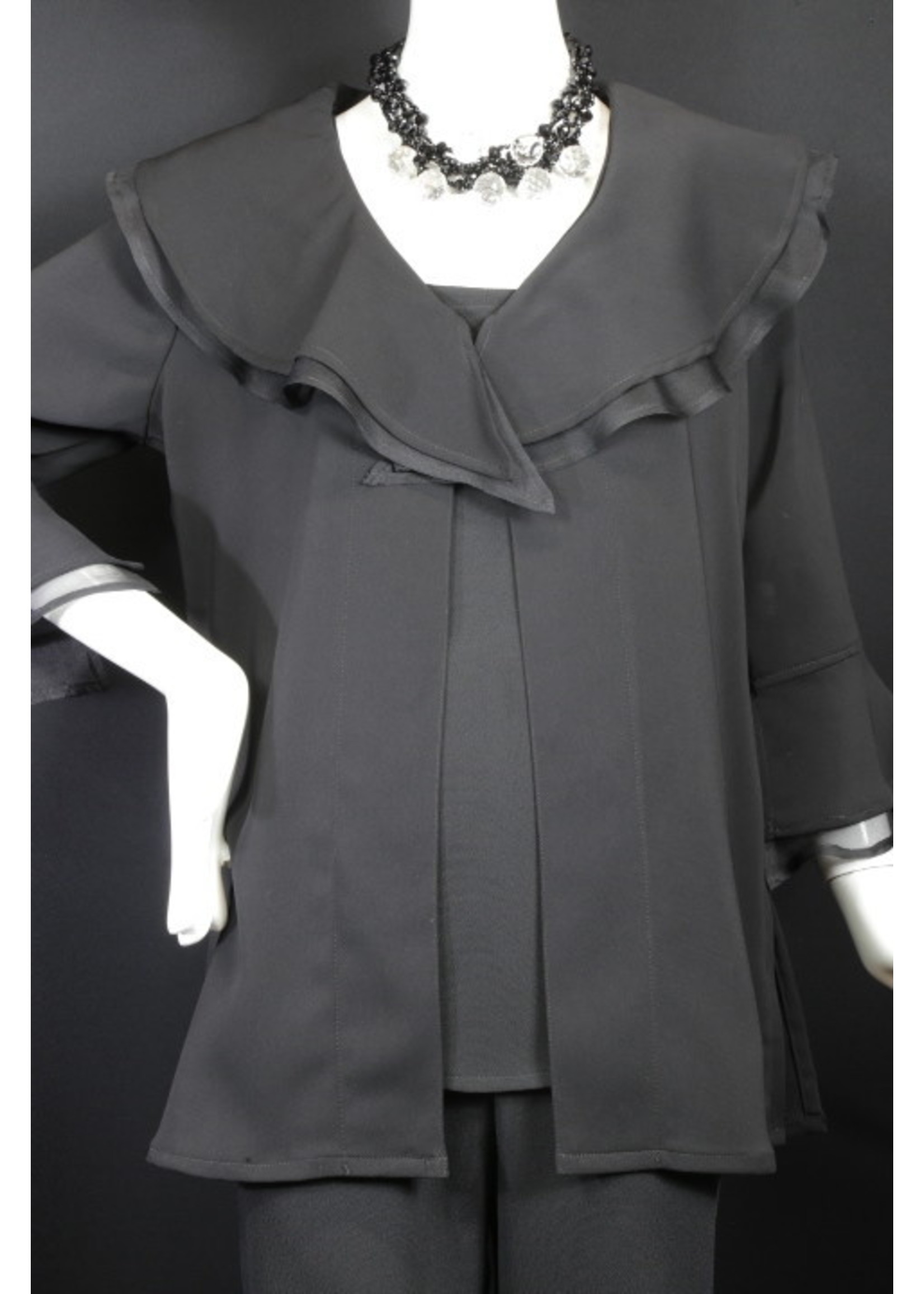 J5398-MS001-Black sophia & organza jacket