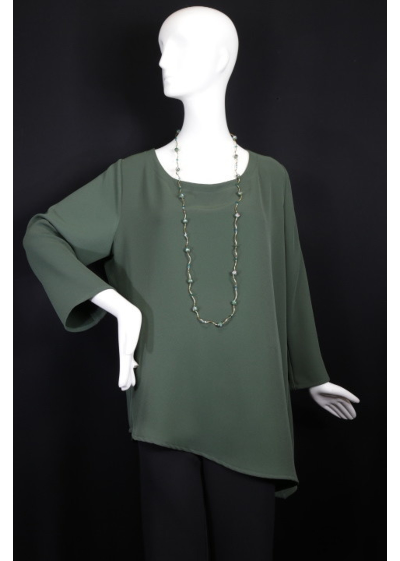 T2390-MS054-L-Kombu Green Assymetric Tunic