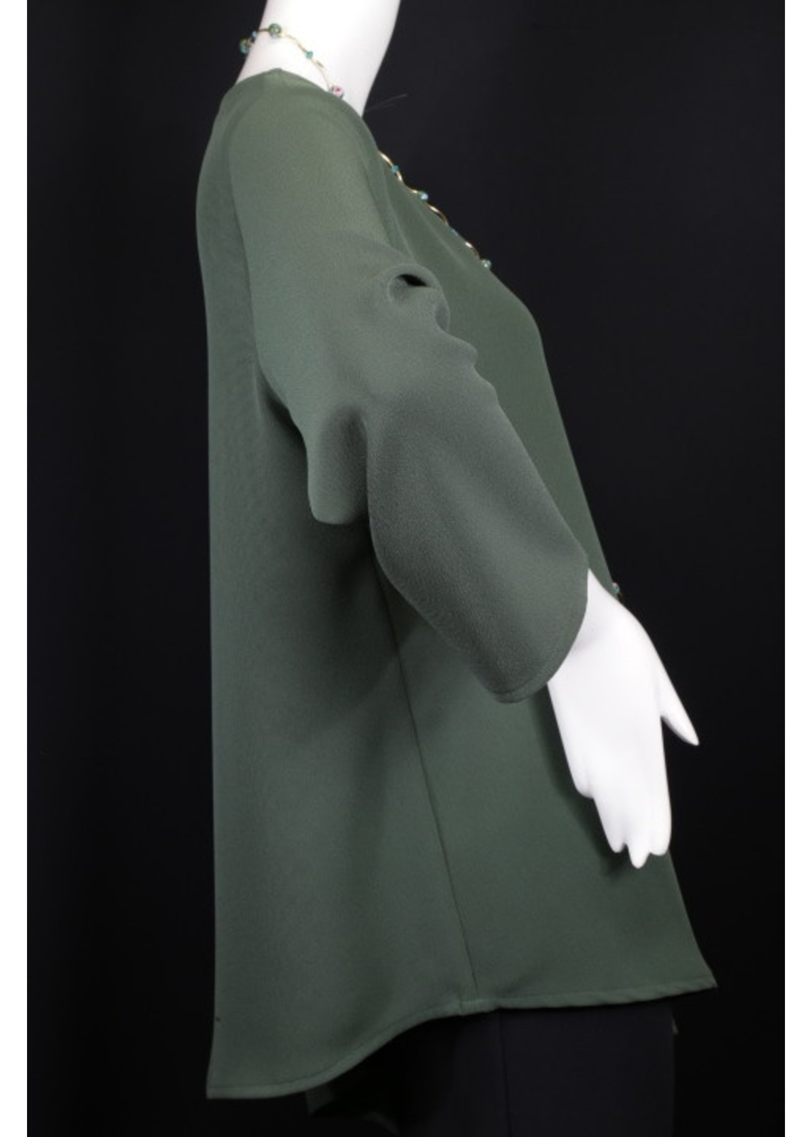 T2390-MS054-L-Kombu Green Assymetric Tunic